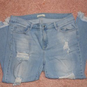 PLUS SIZE! DISTRESSED LIGHT BLUE DENIM